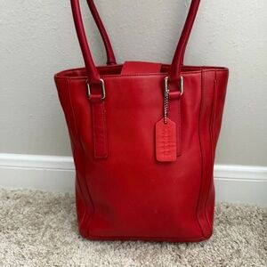 Vintage Coach Bonnie Cashin Legacy Slim Bucket Tote Bag Style 9422 Red Leather